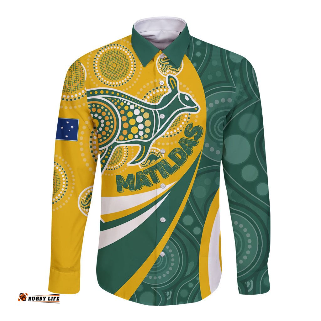Custom Australia Matildas Indigenous Long Sleeve Button Shirt Go Tilly Special