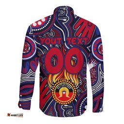 Personalised NAIDOC Week 2024 North Melbourne Kangaroos Long Sleeve Button Shirt Australian Aboriginal Hand Painting