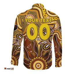 Personalised Hawks NAIDOC Week 2024 Long Sleeve Button Shirt Aussie Aboriginal Art