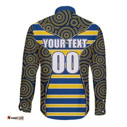 NRL - Eels Long Sleeve Button Shirt Mix Dot Aboriginal