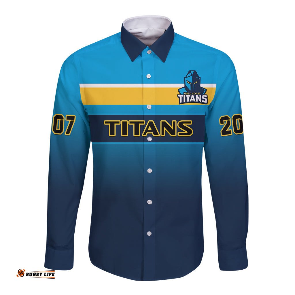 Titans Rugby Long Sleeve Button Shirt Gold Coast 2007 Sporty Style