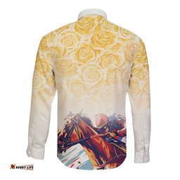Melbourne Horse Racing Long Sleeve Button Shirt Yellow Rose Champion