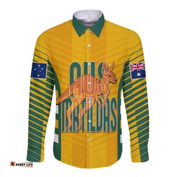 Custom Australia Soccer Long Sleeve Button Shirt Go Matildas Dynamic - National Colors