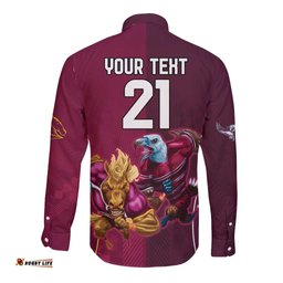 Custom Sea Eagles And Broncos Rugby Long Sleeve Button Shirt Sporty Style