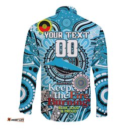 Custom NAIDOC Week 2024 Sharks Long Sleeve Button Shirt Mascot Rugby