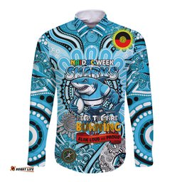 Custom NAIDOC Week 2024 Sharks Long Sleeve Button Shirt Mascot Rugby