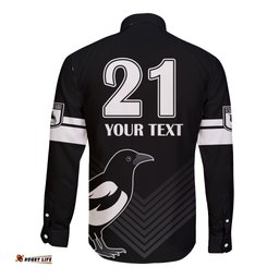 Custom Text And Number Western Suburbs Magpies Rugby Long Sleeve Button Shirt Simple Style