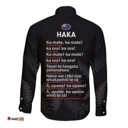 New Zealand Haka Rugby Long Sleeve Button Shirt 2024 Pacific Go Black Silver Fern