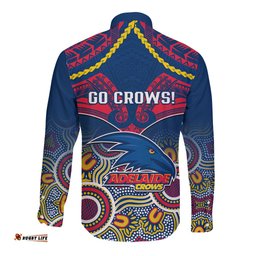 Adelaide Crows Football Long Sleeve Button Shirt Aboriginal Mix Polynesian Pattern
