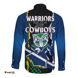 NRL Combine Warriors and Cowboys Long Sleeve Button Shirt