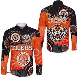 Wests Tigers Indigenous Aboriginal Rugby Hawaii Long Sleeve Button Shirt