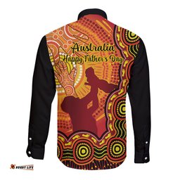Australia Father Day Long Sleeve Button Shirt Aussie Best Dad Ever Indigenous Hand Art