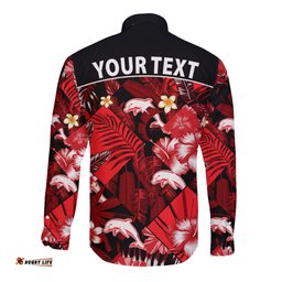 Custom Personalised Dolphins Rugby Long Sleeve Button Shirt Fashion Tropical Jungle Flowers