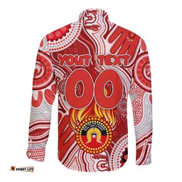 Personalised NAIDOC Week 2024 Sydney Swans Long Sleeve Button Shirt Australian Aboriginal Hand Painting