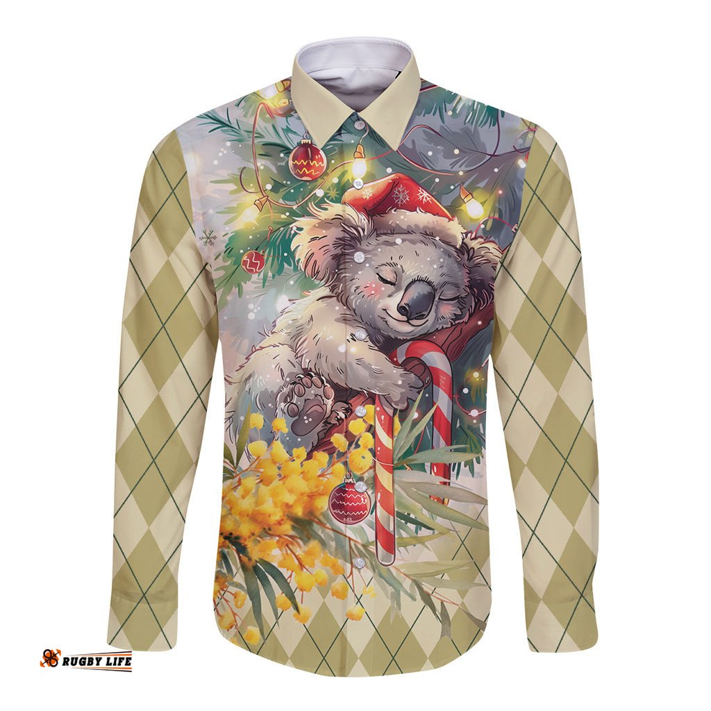 Have A Koala-ty Christmas in July Long Sleeve Button Shirt