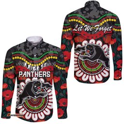 Panthers Rugby ANZAC Hawaii Long Sleeve Button Shirt Camouflage Poppy