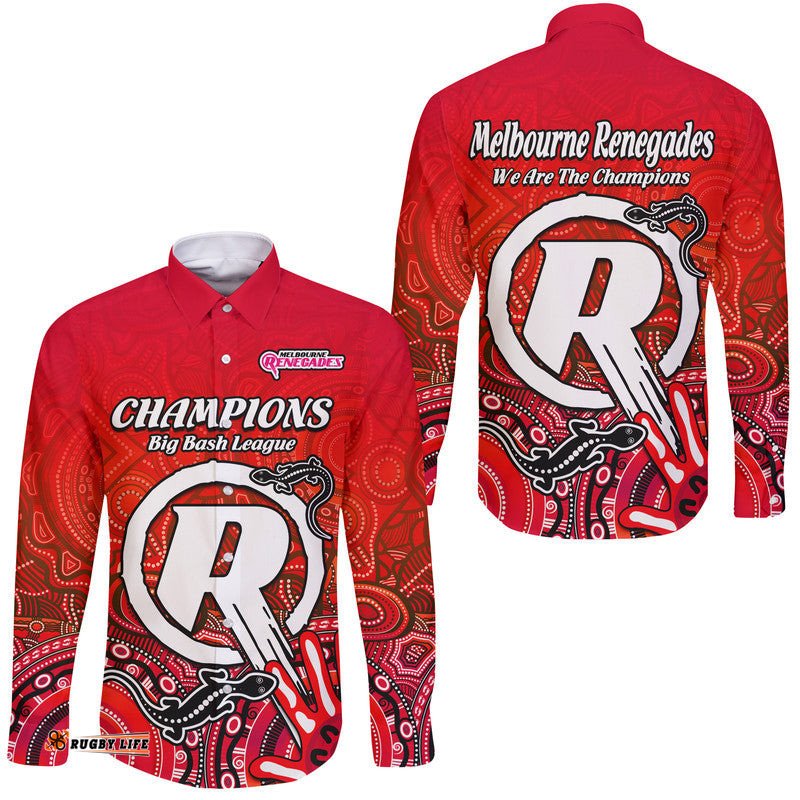 Melbourne Renegades Champions Long Sleeve Button Shirt Lizard Indigenous Aboriginal
