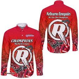 Melbourne Renegades Champions Long Sleeve Button Shirt Lizard Indigenous Aboriginal