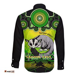 Personalised Australia Gemini Sugar Gilder Zodiac Long Sleeve Button Shirt Auz Astrology Aboriginal Green