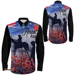Anzac Day Lest We Forget Vintage Poppies Long Sleeve Button Shirt