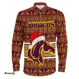 Custom Brisbane Broncos Aboriginal Tattoo Long Sleeve Button Shirt