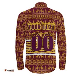 Custom Brisbane Broncos Aboriginal Tattoo Long Sleeve Button Shirt