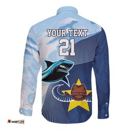 Sharks-Cowboys Rugby Custom Long Sleeve Button Shirt Half Dynamic Style