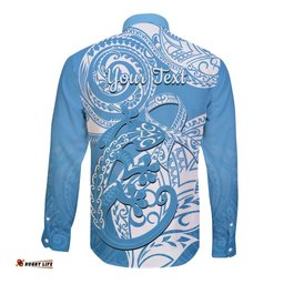Personalised New Zealand Autism Awareness Long Sleeve Button Shirt NZ Fern With Maori Koru Lizard