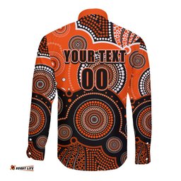 Custom Text And Number Perth Scorchers BBL Long Sleeve Button Shirt Aboriginal Patterns