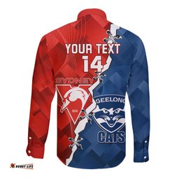 Custom Swans And Cats Football Long Sleeve Button Shirt 2024 Together Dynamic Version