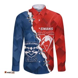 Custom Swans And Cats Football Long Sleeve Button Shirt 2024 Together Dynamic Version