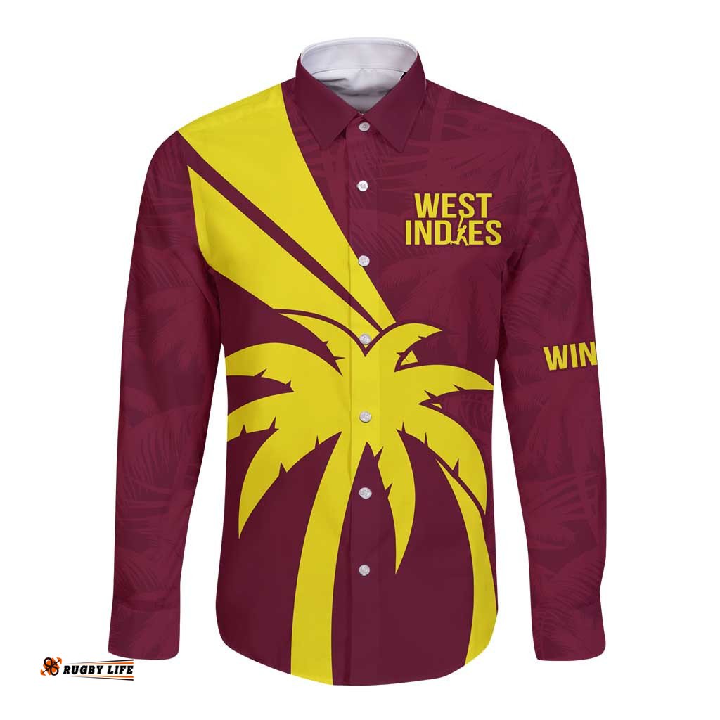 Custom West Indies Cricket Long Sleeve Button Shirt Go Windies Sporty Version