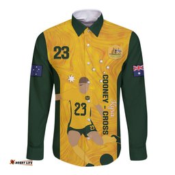 Australia Soccer Long Sleeve Button Shirt Cooney Cross Matildas Gold Version