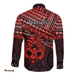 Personalised Matariki New Zealand Long Sleeve Button Shirt Maori New Year Tiki Red Version