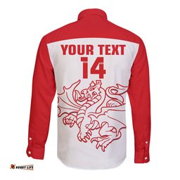 Custom Text And Number Dragons Rugby Long Sleeve Button Shirt Simple St George Illawarra