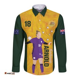 Australia Soccer Long Sleeve Button Shirt Arnold Matildas Gold Version