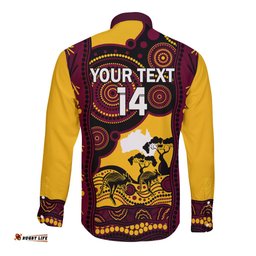 Custom Australia Day Brisbane Broncos Long Sleeve Button Shirt NRL 2024 Australian Map Proud
