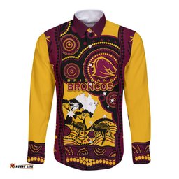 Custom Australia Day Brisbane Broncos Long Sleeve Button Shirt NRL 2024 Australian Map Proud