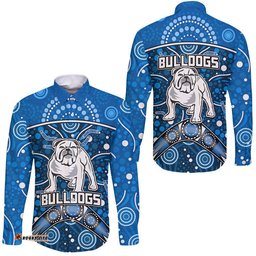 Bulldogs Rugby Hawaii Long Sleeve Button Shirt Boomerang Indigenous Dots