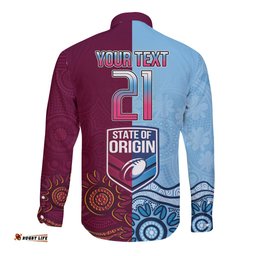 Custom QLD Cane Toad and NSW Cockroach Long Sleeve Button Shirt Aboriginal Inspired Together
