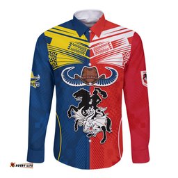 Custom NRL Cowboys Combine Dragon Rugby Long Sleeve Button Shirt Sporty Style