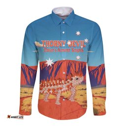 Personalised Australia Thorny Devil Long Sleeve Button Shirt Nature's Armored Knights - Aussie Uluru