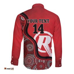 Custom Melbourne Renegades Long Sleeve Button Shirt Indigenous Art - Grunge Style