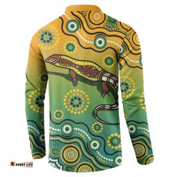 Goanna Aboriginal-style Dot Artwork Button Sweatshirt