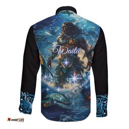 New Zealand Matariki Waita Long Sleeve Button Shirt The Way Of The Water