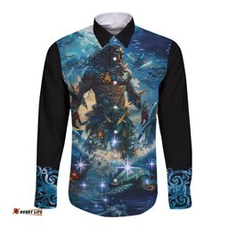 New Zealand Matariki Waita Long Sleeve Button Shirt The Way Of The Water