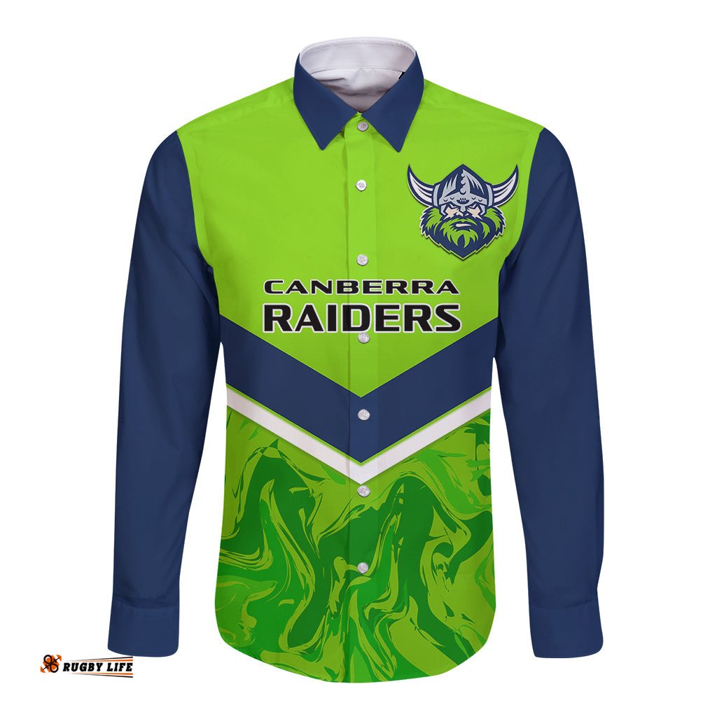 Personalised Raiders Rugby Long Sleeve Button Shirt Canberra 1981 Sporty Style