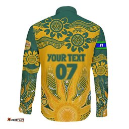 Custom Socceroos NAIDOC Week 2024 Long Sleeve Button Shirt Indigenous Burning Fire National Colors