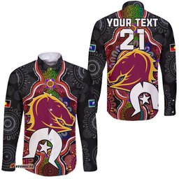 Custom Personalised Broncos Rugby NAIDOC Week Hawaii Long Sleeve Button Shirt Indigenous