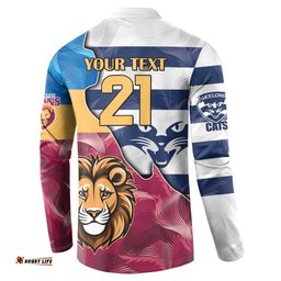Brisbane-Geelong Football Custom Button Sweatshirt Cracked Metal Style